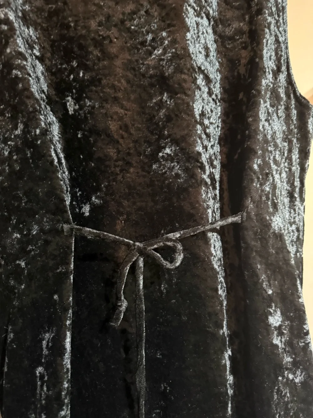 CLIO velvet black Floral Embroidered long Vest/Sleeveless Top|Woman size M - Picture 6 of 8